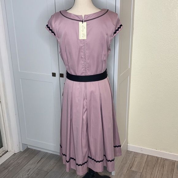 Lindy Bop Women's 10 Plum/Purple “Bethany" Dress Short Sleeve New - Picture 5 of 10